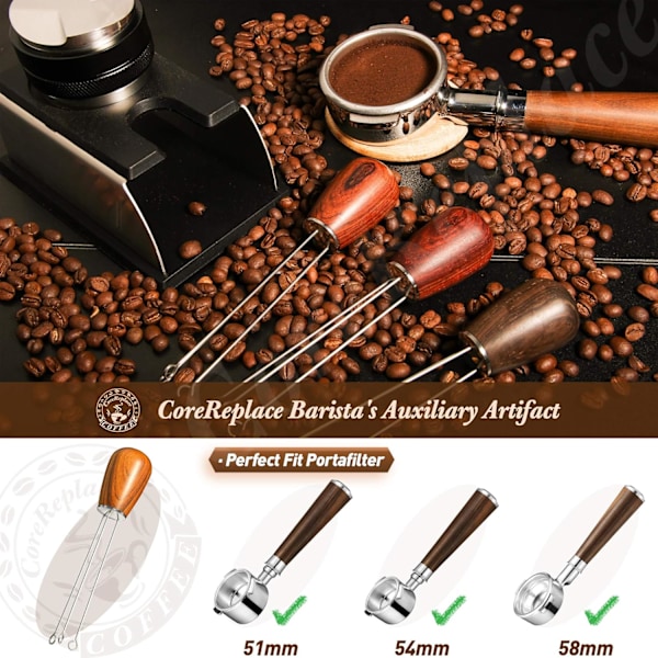 Professionell Espresso Kaffeomrörare, Jämn Espressoextraherings Nålfördelare, Ergonomisk Design för Smidig Bryggning (Svart, 14,2 cm)