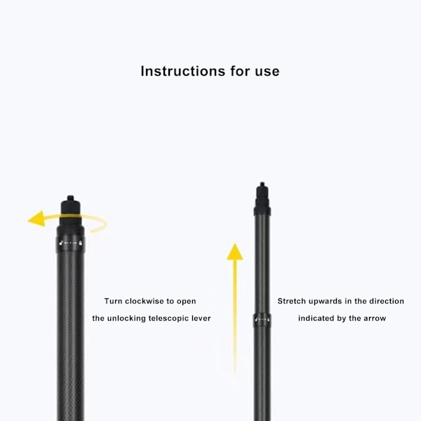 Självutlösande pinne förlängbar extra lång 2m kolfiber handhållen justerbar 4 sektioner osynlig självutlösande pinne för Insta360 sportkamera mobiltelefon