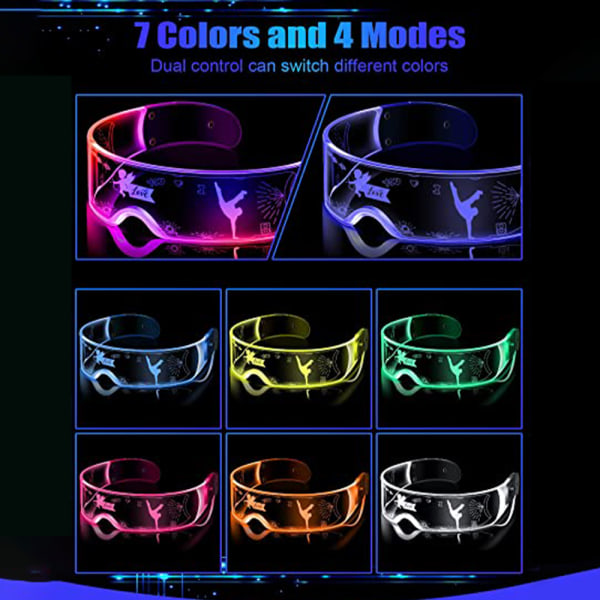 Led-glasögon Ljus upp glasögon Led Visor Glasögon, Luminous Glas
