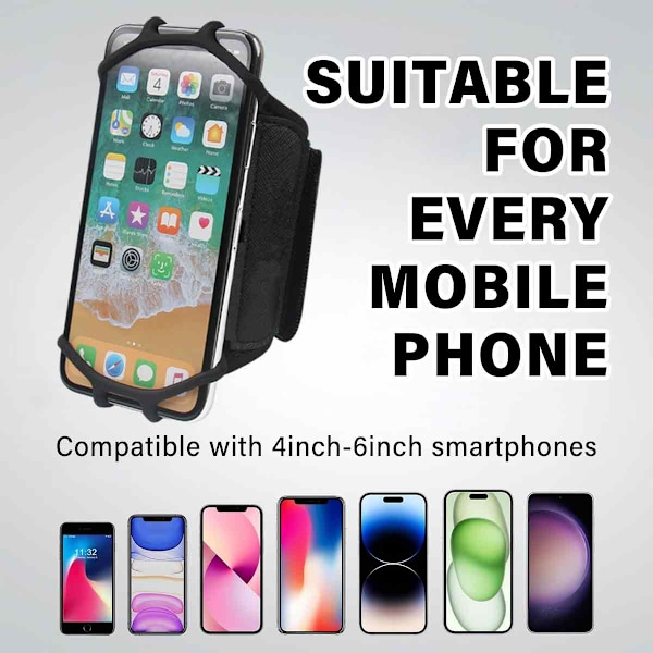 Smartphone Armband med 360° Roterbar Design, Universell Passform för 3.5\" ~ 6.2\" Enheter, Andningsbart Material Säkerställer Komfort Även Under Intensiv Träning