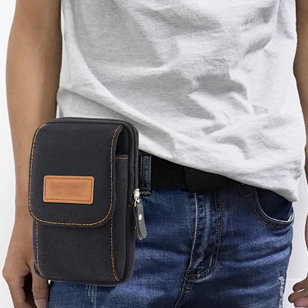 Mobiltelefon Fanny pack för män 5 \"wear belt mobiltelefon väska multifunktionell vertikal canvas väska