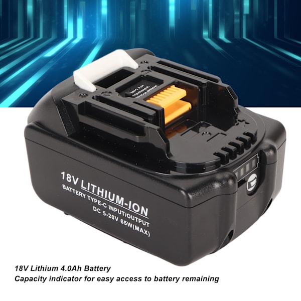 18V litiumbatteri flamskyddsmedel 4000mah 65W litiumjonbatteri med typ C-gränssnitt för BCF201 BCF201Z BCL180