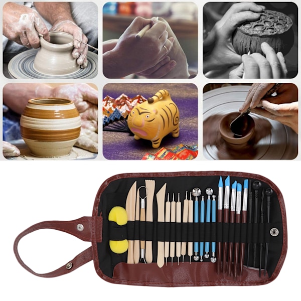 Master's Choice 24 Delars Lerskulpteringsset, Keramikverktygsset för Dina Konstnärliga Strävanden, Multifunktionella Verktyg för Alla Hantverksbehov, Ergonomisk
