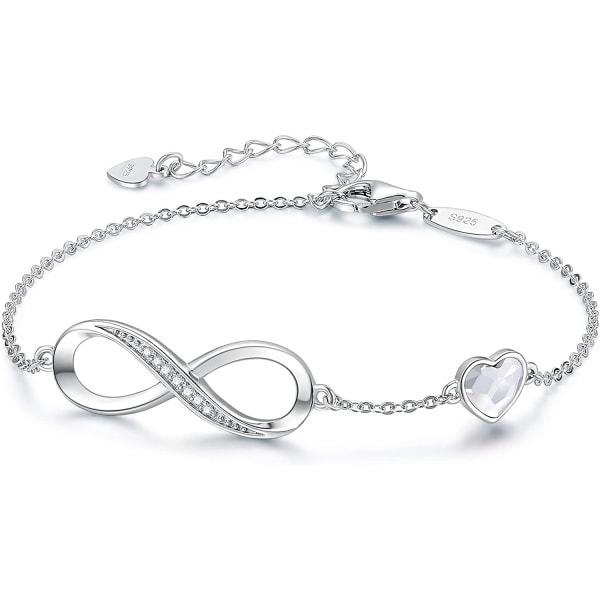 Infinity Heart Symbol Charm Armband för kvinnor 925 Sterling Si