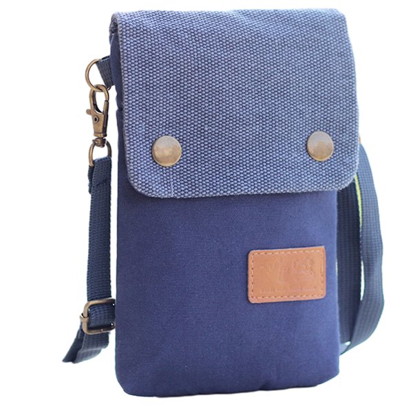 Canvas Liten Flip Crossbody Väska Mobiltelefon Väska för Kvinnor Armband Plånbok Väska Myntväska