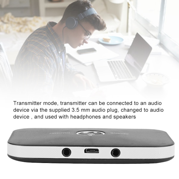 2 i 1 Bluetooth 5.0 sändare mottagare trådlös A2DP ljudadapter extra 3,5 mm spelare