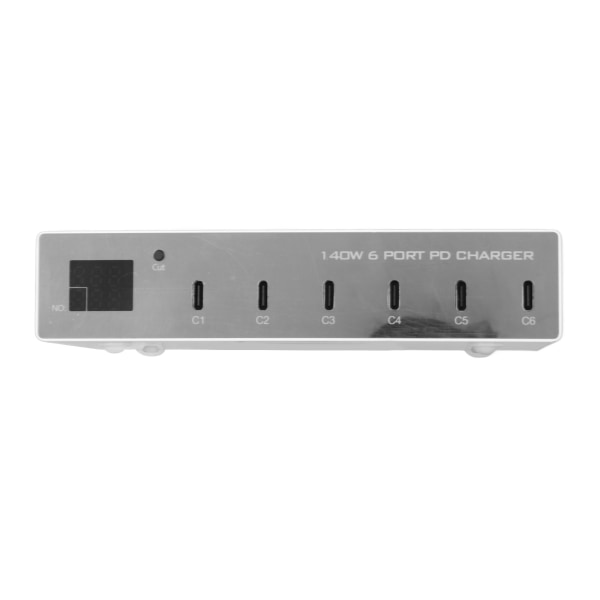 140W USB C Laddare Strömadapter 6 Port PD Laddare Mobiltelefon Digital Smart Snabbladdningsstation för IPhone för Android Telefon 100‑240V