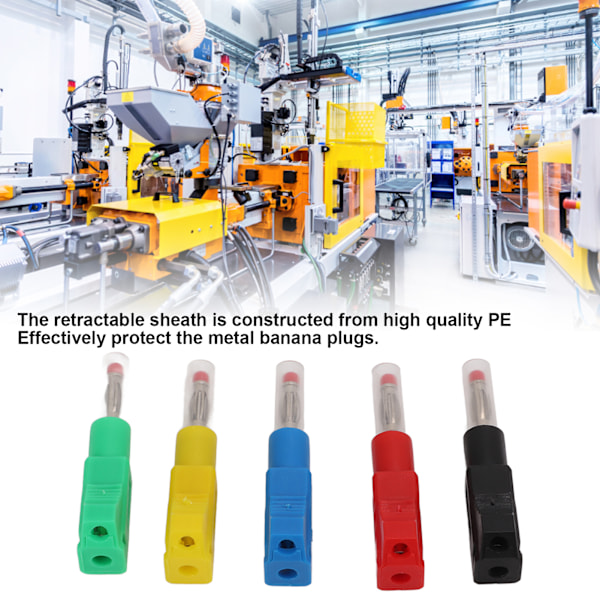 10 stk 4mm tilbaketrekbare bananplugg sveisebare testledninger ender CAT II 600V 32A 5 farger for 3C digitalt utstyr