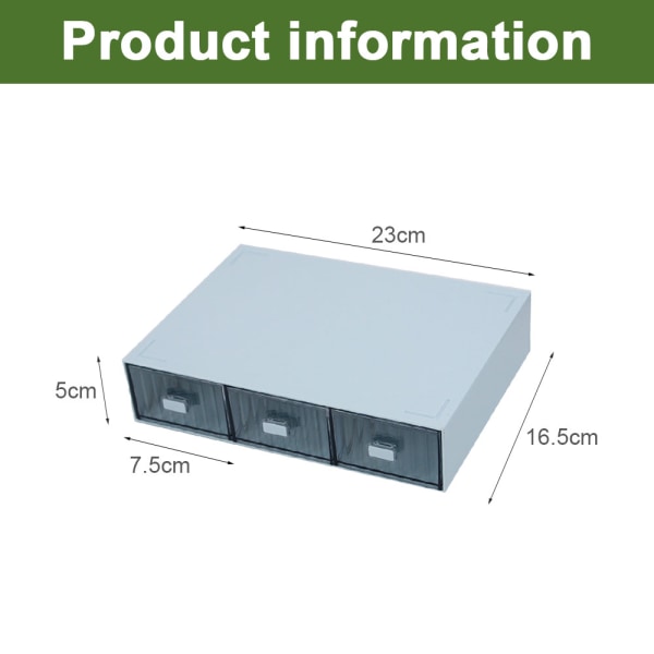 Skrivebordsskuffe Organizer, Stablebare Opbevarings Skuffer, ABS Skrivebordsarrangører til Kontor Skole Hjem, 3 Skuffer, 23*16.5*5cm