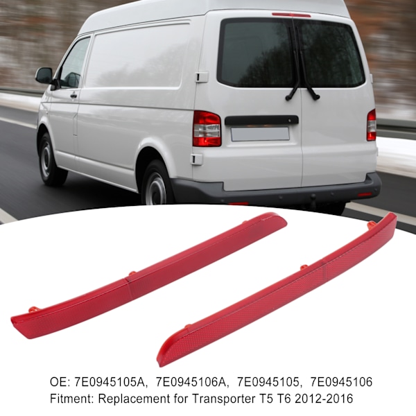 Pari vasemman ja oikean takapuskurin heijastinta, punainen 7E0945105, korvaava Transporter T5 T6 2012‑2016