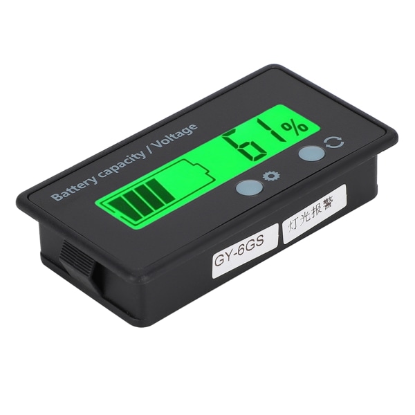 GY-6GS Batteridrevet LCD-skærm Voltmeter 12-84V med lysalarmfunktion (grønt lys)