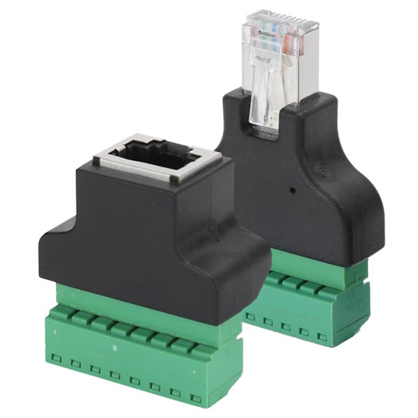 2 stk RJ45 hun-han til skrue terminal 8-bens CCTV digital DVR adapter stik