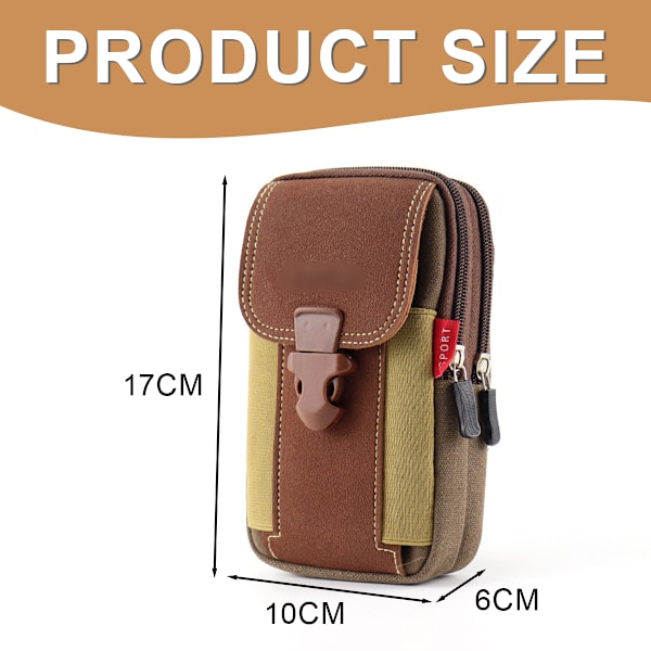 Mobiltelefonväska i canvas med bälte, vertikal mobiltelefonväska, multifunktionell crossbody-väska för män