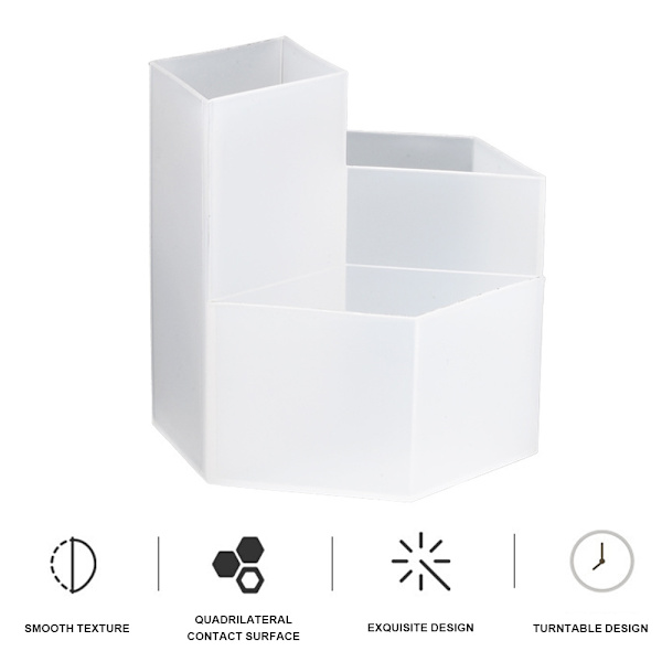 Plastik Makeup Penselholder, Kosmetik Pensel Opbevaringsarrangør til Badeværelse, 3 Rum Alt-i-Én