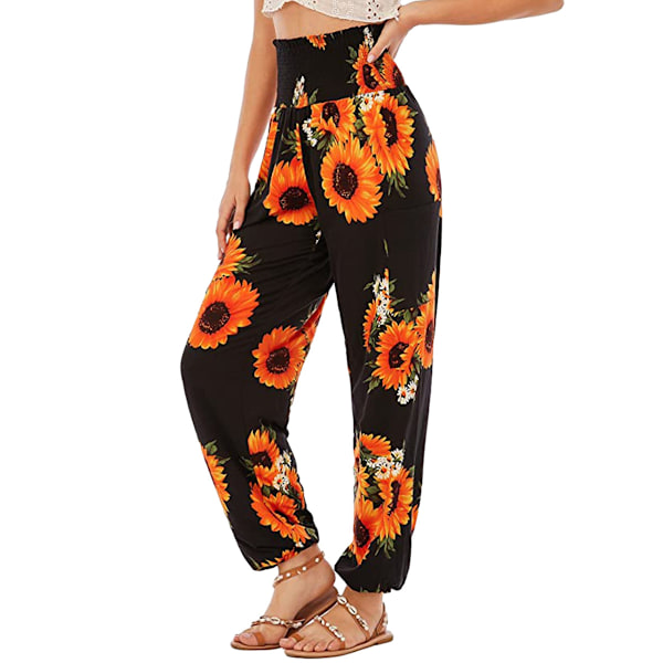 Women's pants, high-waisted yoga Bohemian pants with pockets machine washable