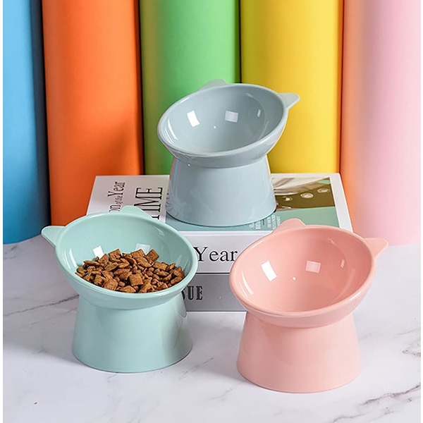 Sött Kattformat Matservis, Anti-Kräk Skål Elegant Och Söt Kattformad Design För Kattungar, Valpar, Små Hundar, Ergonomisk Kattskål Säkerställer
