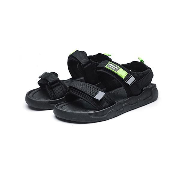 Sandal En Band Ankelsnöre Platt Mjuk Bekväm Sommarskor Kardborre Öppen Tå för Ung Dam Svart 37/38