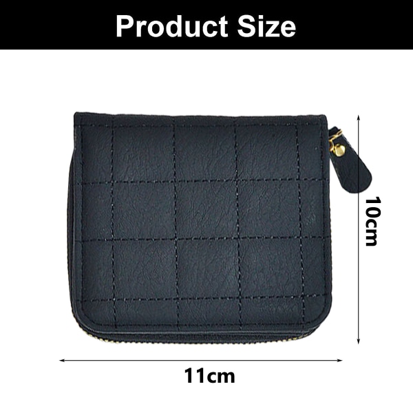 Naisten nahkainen lompakko, pieni bifold-vetoketjutaskullinen lompakkokotelo, 11 cm * 10 cm * 3 cm