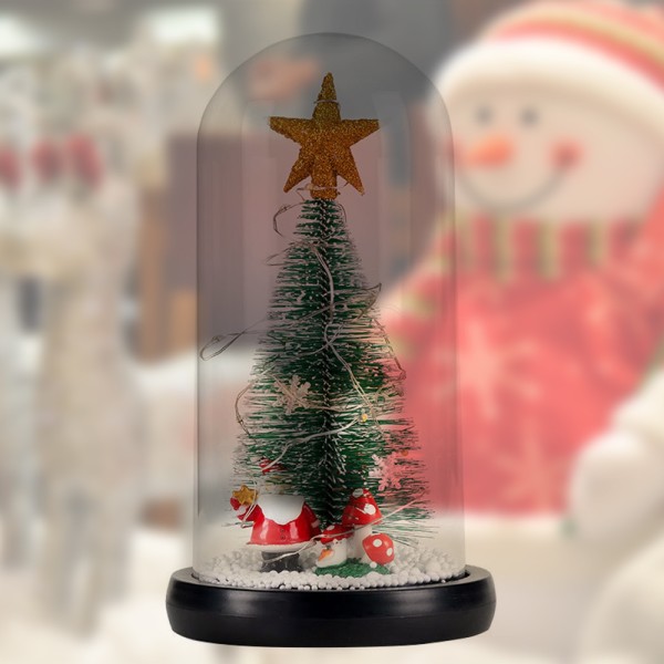 Christmas Tree in Glass Dome Small Christmas Tree Lighting Des