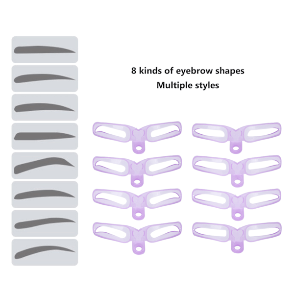 8 st ögonbrynsmallar återanvändbara ögonbrynsmallar tredimensionellt ögonbrynsformningskit