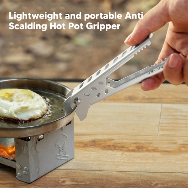 Grilltillbehör för säker hantering, aluminiumgrytgrip med anti-het klämhållare, tät klämma för utomhusmatlagning och hembakning