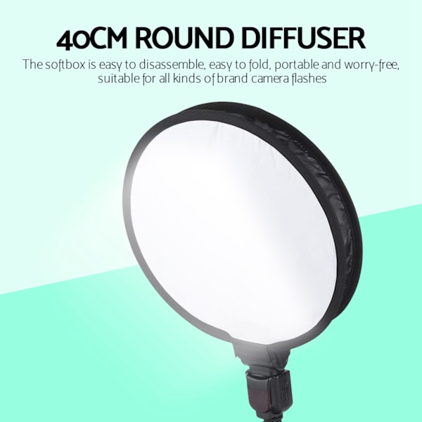 40CM Bærbar Foldbar Rund Speedlite Softbox Diffuser for Kamera Flash Lys