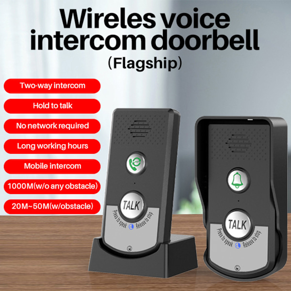 Batterieffektiv Intercom för Hem Sjukhus Kontor, Långdistans Dörrklocka Intercom System, 2-vägs Röstkommunikation, Vattentät Interfon, Humaniserad