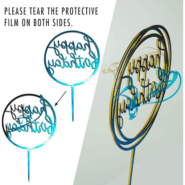 6 st Happy Birthday Cake Topper, CBGGQ Dekoration av Gâtea