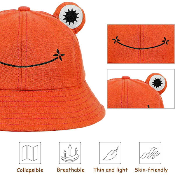 Grodhatt Hink Solhatt för Kvinnor Grod Hinkhatt Sommar Orange