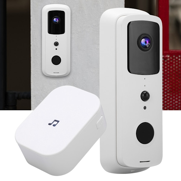 Smart trådlös WIFI videodörrklocka 1080P APP fjärrkontroll intercom nattvision vit 90‑260VEU-kontakt