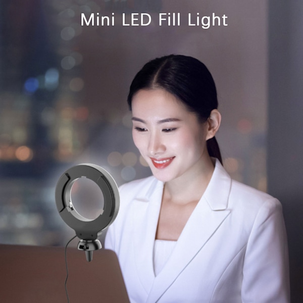 4in Mini LED Ring Light Soft Beauty Fill Light med klips til videoopkald Live Online Møde