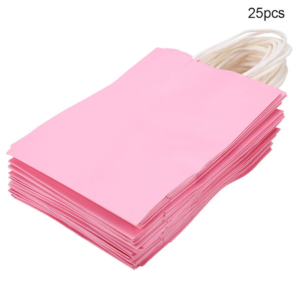 25 st presentpåsar i kraftpapper för bröllopsgodispåsar med handtag rosa