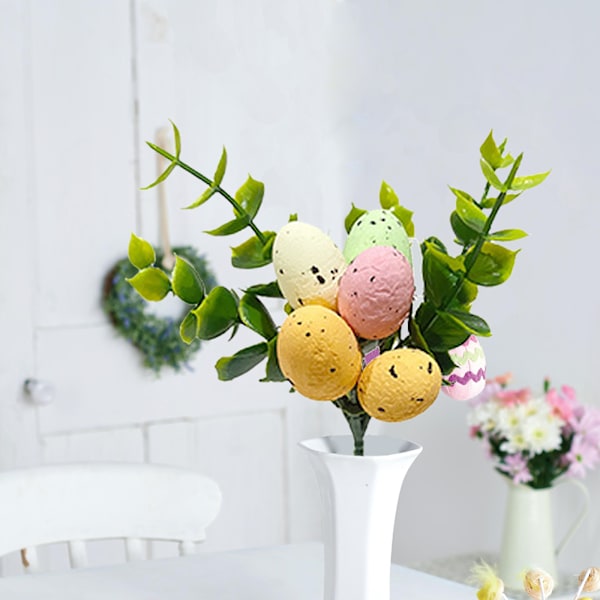Miljövänliga påskdekorationer, färgglada äggbärsstjälkar, återanvändbara för konstnärliga påskdekorationer, inspirerar till DIY-heminredning, vårblomsterarrangemang