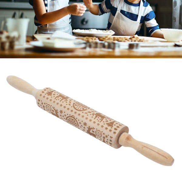 Kreativa julmönster dekorationsverktyg, non-stick enkla grepphandtag för enkel rullning, ergonomisk graverad präglingskavel tillverkad av