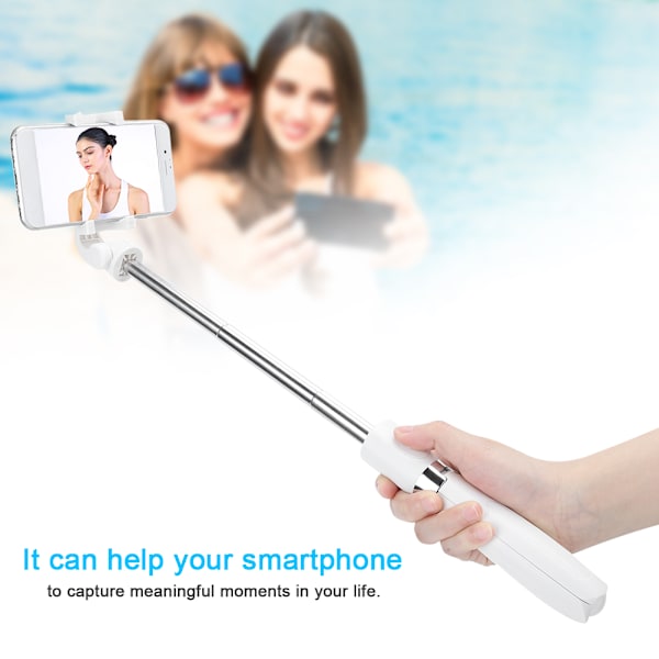 L01 Justerbar Tripod Selfie Stick Universal Mobil Live Bluetooth Integreret Trådløs Hvid