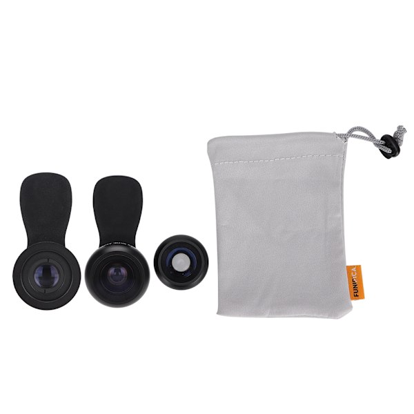 FUNIPICA F-505 3-i-1 Mobiltelefon 0,6X Vidvinkel + 15X Makro + Fisheye Linse
