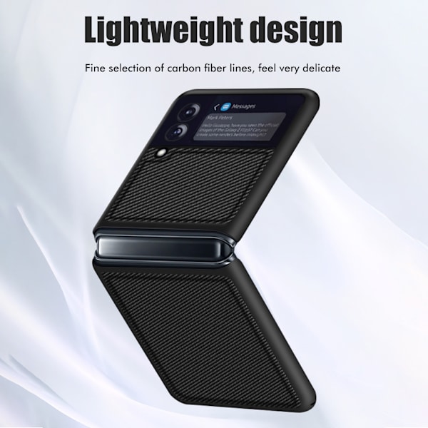 Karbonfibermønstret telefondeksel Kompatibel for Samsung Z FLIP 3 Anti-fingeravtrykk Beskyttende deksel All Inclusive Folding telefondeksel