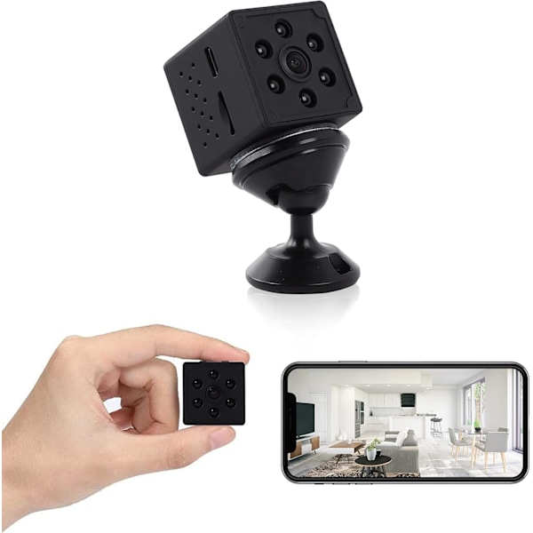 Mini-kamera för video i realtid, trådlös WiFi HD 1080P säkerhetslösning, dold barnvaktskamera med mörkerseende, rörelsedetektering och kompakt design