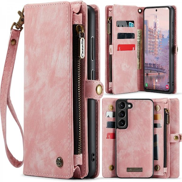 Multi-Slot, 2 i 1, Plånboksfodral, Galaxy S24 Plus, Rosa