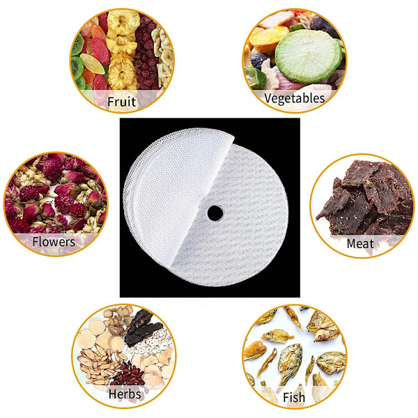 8 stk. runde silikonedehydratorplader, 13 tommer non-stick frugtdehydratormåtter, genanvendelig dampmåtte netark til frugttørrer (8, 13x13 tommer)