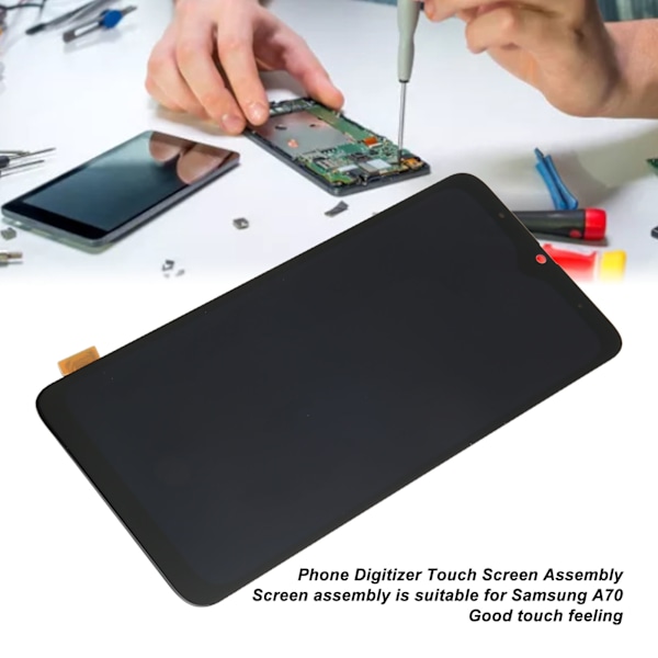 Telefon Digitizer Touch Screen Montering Organisk Lysdiode Telefon Touch Display Montering for Samsung A70