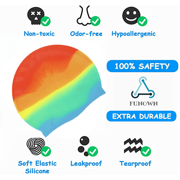 Simhätta i silikon, elastiskt material, halkfri design, lättvikt, lämplig för män och kvinnor, skyddar håret från klorskador, lätt att ta på och av