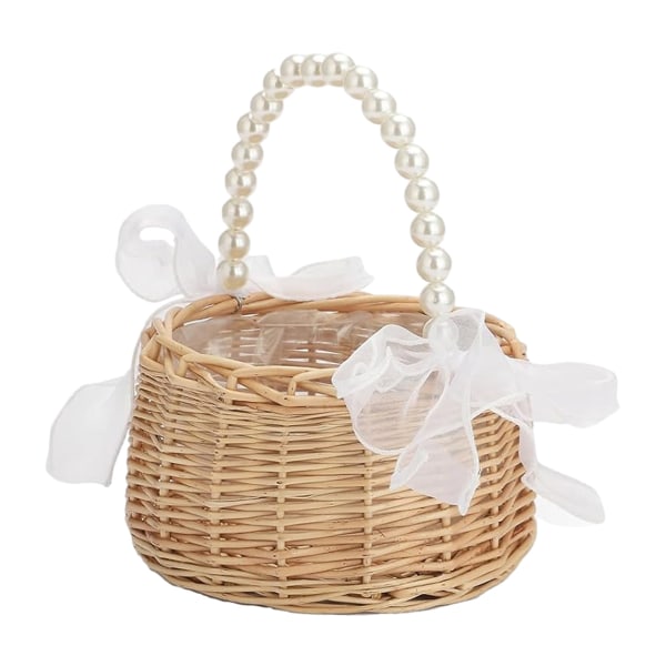 Bryllupsceremoni Ringpude Blomsterkurv Bærbar Burlap Bowknot Vintage Bryllupskurv