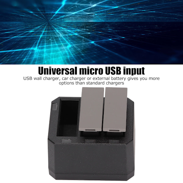Reservebatteri 2 og LED 3-kanals USB-lader DC 5V 2‑4A Kamerautstyr for DJI Osmo Action Kamera