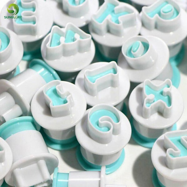 Dekorera Tårtor Cupcakes, Livsmedelsgodkända Mini Gemener Alfabet Fjäderstämplar, Direkt Prägling Fondant Stämplare för Tårtbakverk