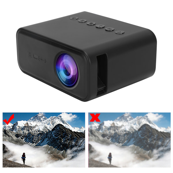 YT500 Mini Projektor Portabel Filmprojektor med Ljud- och Video/USB/Minneskortgränssnitt 100‑240V Svart EU-kontakt