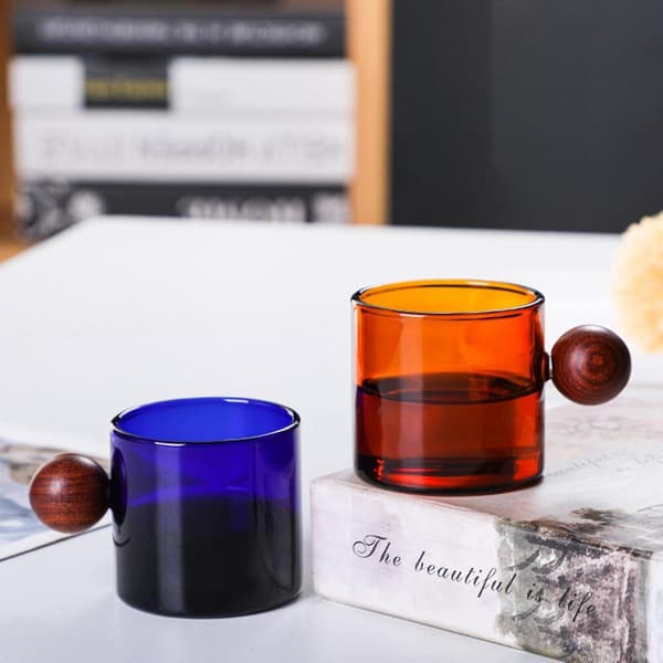 GETIT Glasmugg Värmebeständigt Spritglas Juice Kaffe Te Mugg Cafe Blå