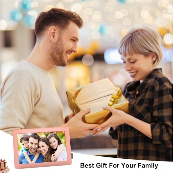 WiFi Digital Fotoram 1280x800 10,1 Tum IPS HD Touch Screen Smart Cloud Fotoram med 16GB Lagring 100‑240V Rosa AU-kontakt