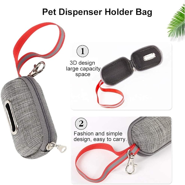 Hållare för hundbajspåsar, stilren väska med praktisk dispenser och tät hällpip för promenader, löpning och resor med husdjur (Tålig)