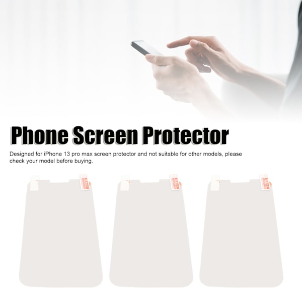 3 kpl puhelimen näytönsuojaa PET AR -pinnoitettu ultraohut älypuhelimen suojakalvo IPhone 13 Pro Maxille